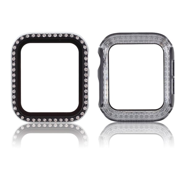 Apple Watch Series 6 / 5 44 mm ramme med rhinestone-dekor og herdet glass - Svart