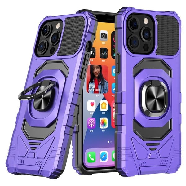 Slitesterk hardplastdeksel med myk innside og støtte for iPhone 11 Pro - Lilla
