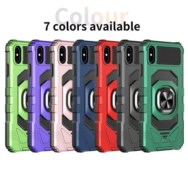 Slitesterk hardplastdeksel med myk innside og støtte for iPhone X / iPhone Xs - Blå