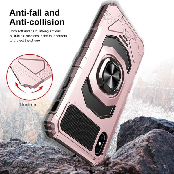 Slitesterk hardplastdeksel med myk innside og støtte for iPhone X / iPhone Xs - Rød