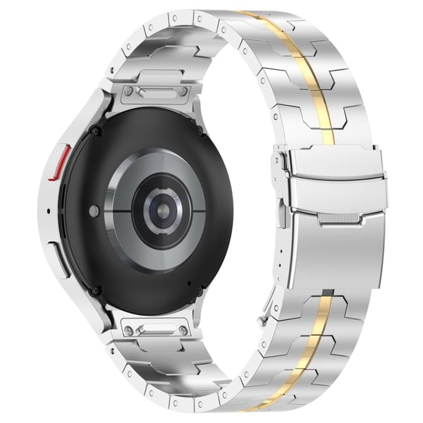 Samsung Galaxy Watch6 40mm 44mm / Watch6 Classic 43mm 47mm rustfritt stålarmbånd klokkerem med kontakt - Sølv Gull