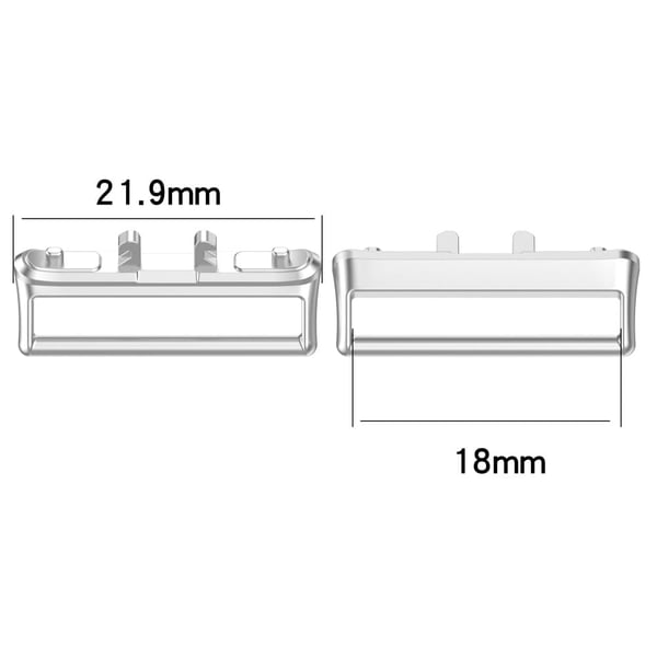 1 par koblingsadapter Samsung Galaxy Fit3 (SM-R390) 18 mm klokkerem Metall Medium Connector - Sølv