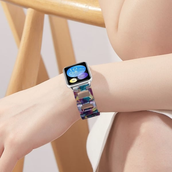 Xiaomi Smart Band 8 Pro Smart Watch D-Shape Strap Resin Armbånd Armbånd Erstatningsklokkearmbånd - Lilla + Grønn Blomst