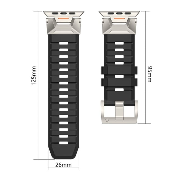 Fluorgummireim Apple Watch Ultra 2 Ultra 49mm / 9 8 7 45mm / 6 5 4 SE (2022) SE (2023) SE 44mm / 3 2 1 42mm Armbånd - Svart