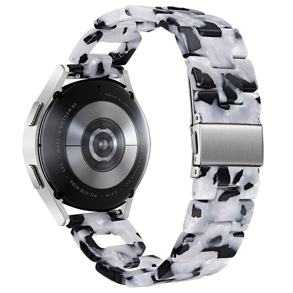 Pebble 2 / Time Round Resin Watch Strap D-Shape erstatningsklokkearmbånd - Svart + Hvit