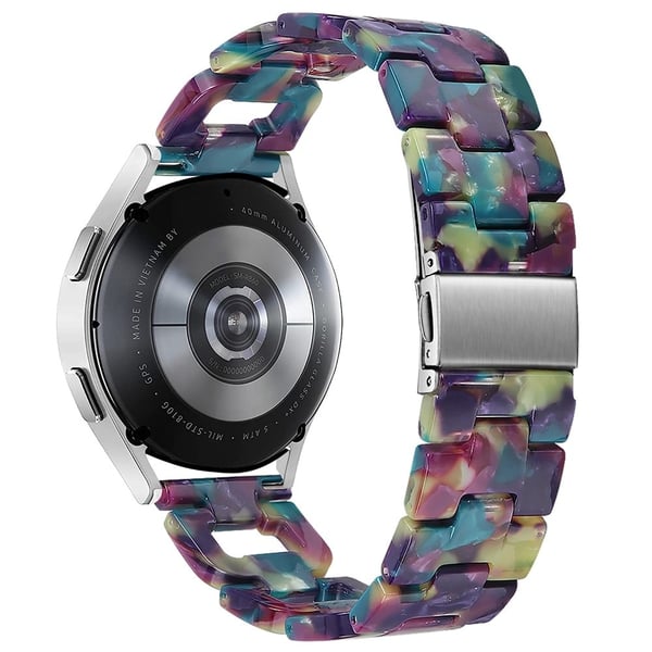 Misfit Vapor erstatningsklokkearmbånd av harpiks med D-formet armbånd - Lilla + Grønn Blomst
