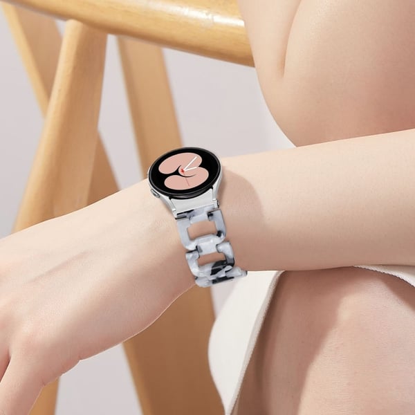 Harpiksrem Samsung Galaxy Watch6 40mm / 44mm / Watch6 Classic 43mm / 47mm D-formet armbånd - Svart + Hvit