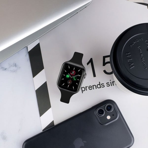 Apple Watch Series 41mm - 40mm - 38mm silikon smartklokkerem, str: S - Svart