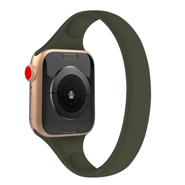 Apple Watch Series 41mm - 40mm - 38mm Silikonarmbånd, str: L - Svartgrønn