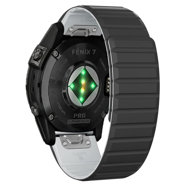 Garmin Fenix 5 / 5X / 6X / 7X korvaava hihna 26mm kaksivärinen silikoni älykellonauha - Musta / Harmaa
