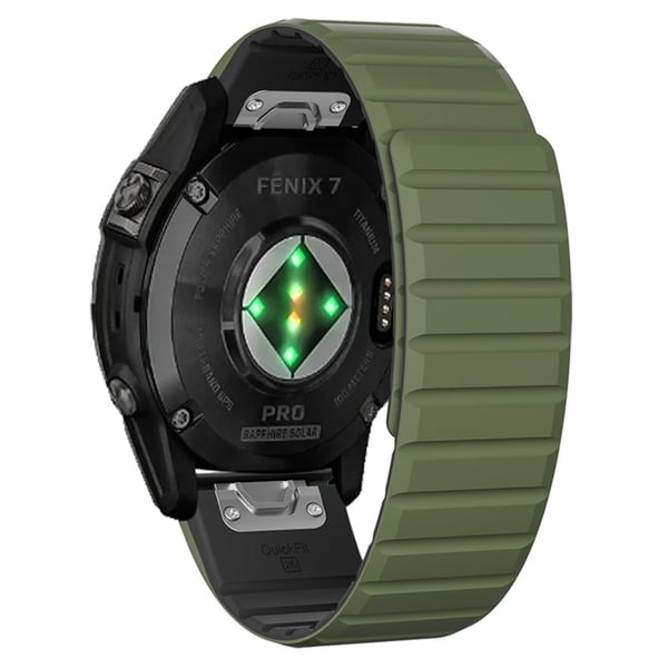 Garmin Fenix 5 / 5X / 6X / 7X Klokkerem 22mm Dual Color Silicone Smart Watch Band - Militærgrønn / Svart