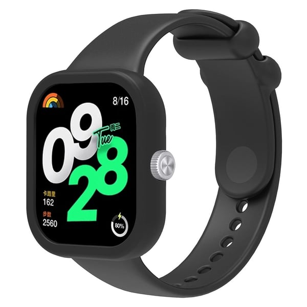 Xiaomi Redmi Watch 4 Silikone urrem håndledsrem med urkasse - Sort