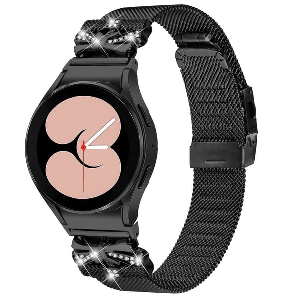 Samsung Galaxy Watch6 / Watch6 Classic klockarmband i rostfritt stål med strass - Svart