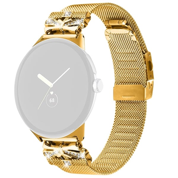 Google Pixel Watch / Pixel Watch 2 Rhinestone Electroplating rustfritt stålklokkebånd 20mm - Gull