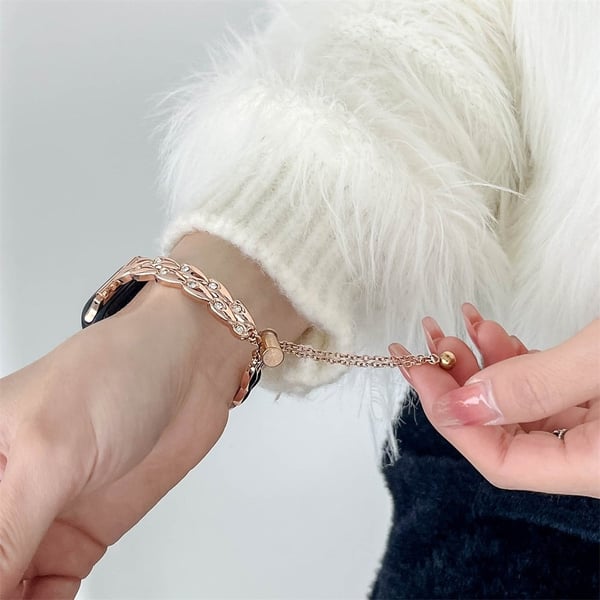 Apple Watch Series 41mm - 40mm - 38mm Armbånd med påfuglarmbånd - Rose Gull