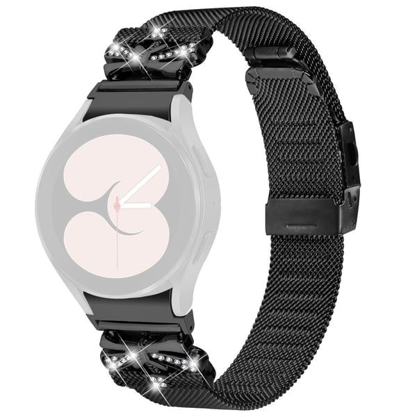 Samsung Galaxy Watch6 / Watch6 Classic Rhinestone-klokkerem i rustfritt stål Svart armbånd