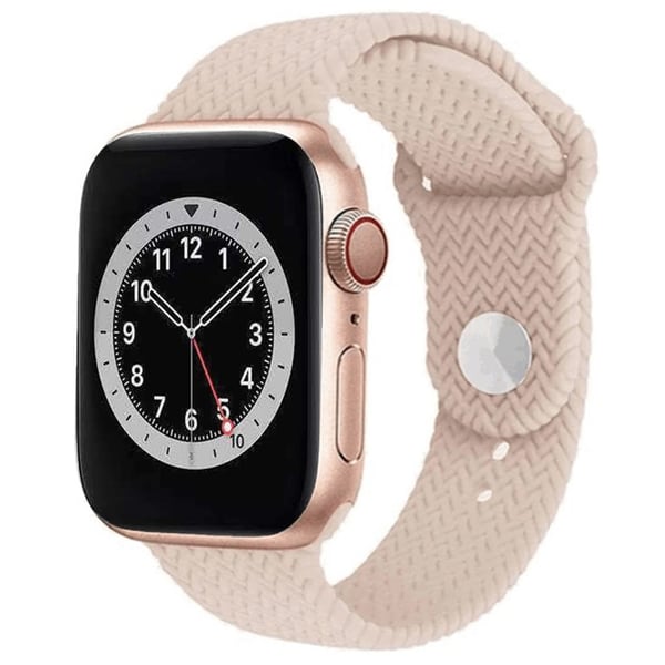 Apple Watch Series 41mm - 40mm - 38mm Silikonarmbånd med vevd tekstur - Rosa