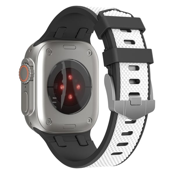 Apple Watch Series 49mm - 45mm - 44mm - 42mm sports silikone bånd - Sort + Hvid