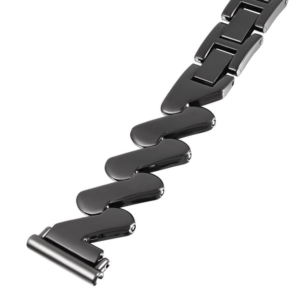 Samsung Galaxy Watch6 40mm 44mm / Garmin Venu Watch Band 20mm Wave Zinc Alloy Strap - Sort