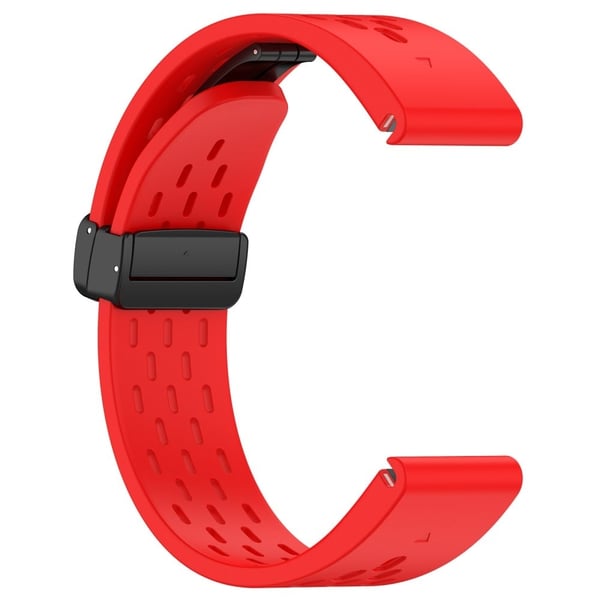 KALEBOL KLB-DDGJ-001 Garmin Fenix 7X / 7X Pro-klokkebånd QuickFit 26 mm silikonrem med magnetisk sammenleggbar spenne - Rød