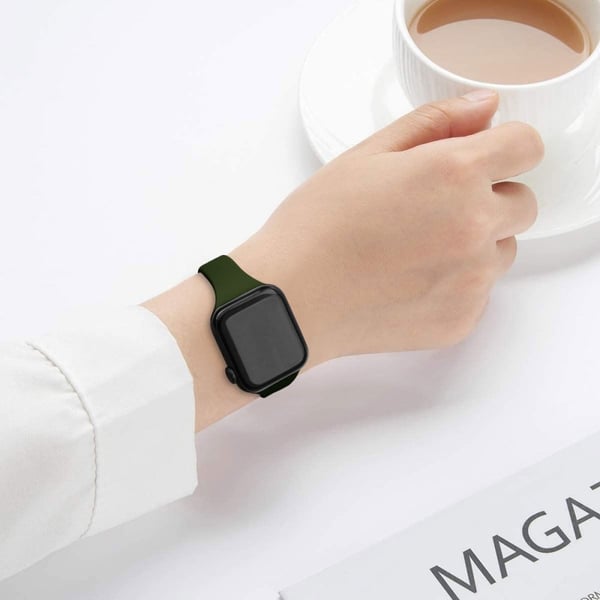 Størrelse L Apple Watch Series 49mm - 45mm - 44mm - 42mmSilikonarmbånd - Svartgrønn
