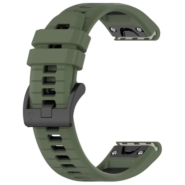 Garmin Fenix 7 / Fenix 7 Pro silikoneurrem 22 mm udskiftningsremme - Olivengrøn + Sort