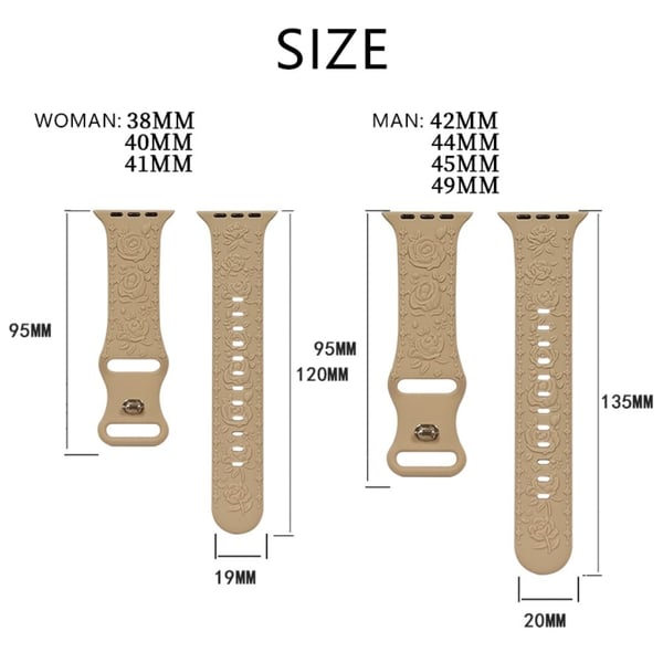 Rose Embossment Strap Apple Watch Series 41mm - 40mm - 38mm Silikonbånd - Marineblå