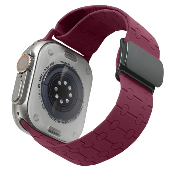 Apple Watch Series 49mm - 45mm - 44mm - 42mmLiquid silikonrem - Vinrød