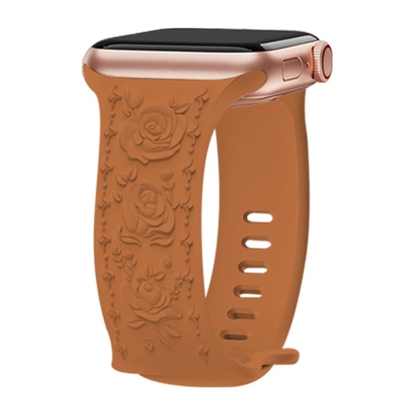 Pregede reimer Apple Watch Series 49mm - 45mm - 44mm - 42mmSilikonbånd - Brun