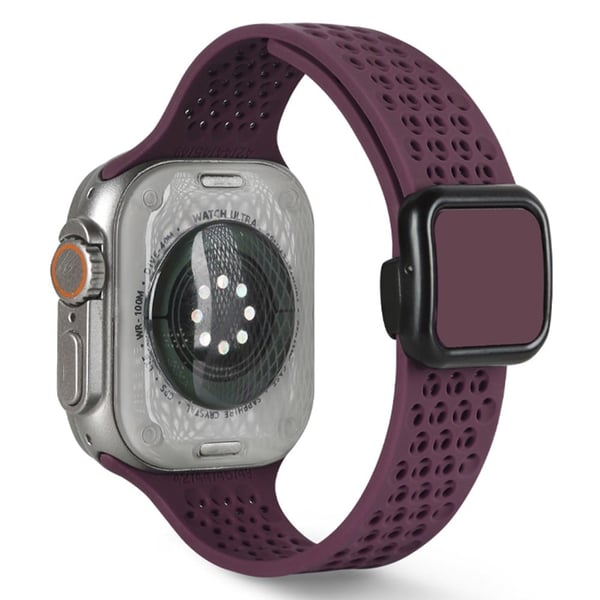 Magnetisk reim Apple Watch Series 49mm - 45mm - 44mm - 42mmSilikonbånd - Vinrød