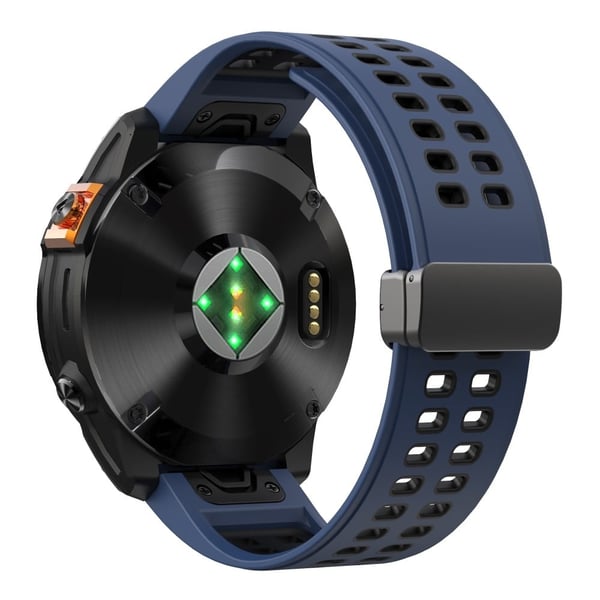 KALEBOL KLB-SSGJ-003 Garmin Fenix 7X / 7X Pro-klokkebånd QuickFit 26 mm magnetisk spennebånd i silikon - Mørkeblå + Svart