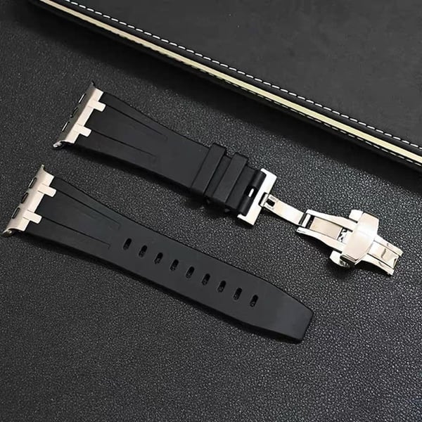 Apple Watch Series 41mm - 40mm - 38mm Silikonarmbånd Butterfly Buckle Watch Strap - Hvit