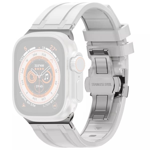Apple Watch Series 41mm - 40mm - 38mm Silikonarmbånd Butterfly Buckle Watch Strap - Hvit