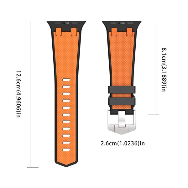 Apple Watch Series 49 mm - 45 mm - 44 mm - 42 mm sportssilikonarmbånd - Svart + Oransje