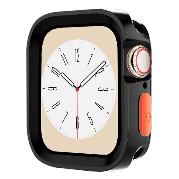 Apple Watch Series 9 / 8 / 7 41mm beskyttelsesveske Anti-drop Half Deksel Fleksibel klokkeramme - Glanset Svart