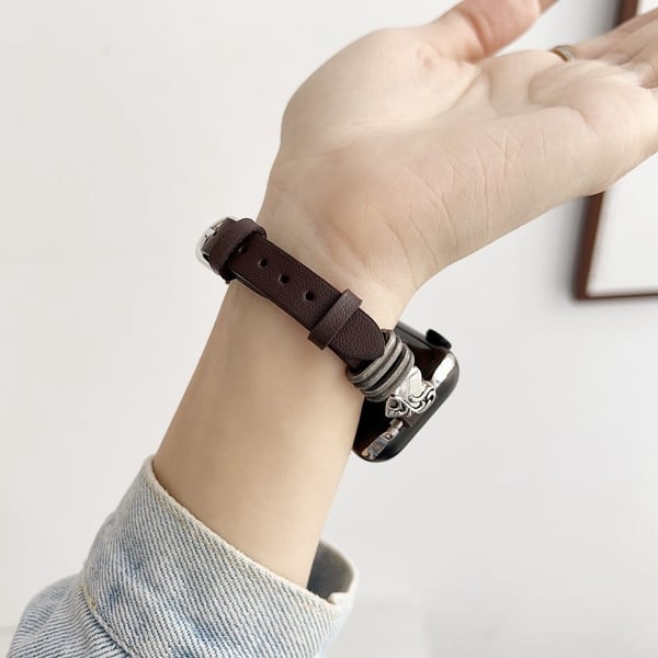 Apple Watch Series 41mm - 40mm - 38mm Læderurrem Hjerteform Justerbar rem - Kaffe