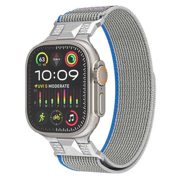 Apple Watch Series 49mm - 45mm - 44mm - 42mmTrail Loop Nylon Strap - Blå + Grå