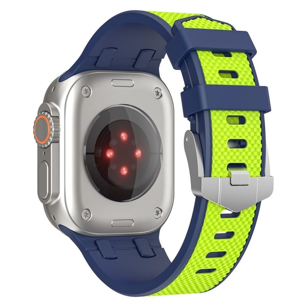 Apple Watch Series 49 mm - 45 mm - 44 mm - 42 mm sportssilikonarmbånd - Blå + Lime