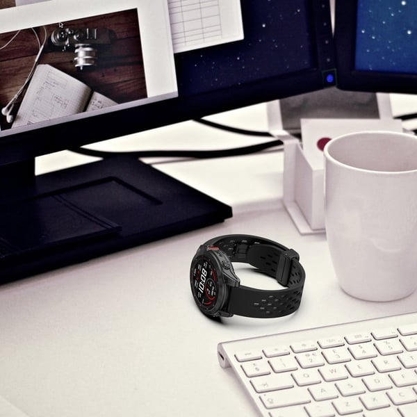 KALEBOL KLB-DDGJ-001 Garmin Fenix 7 / 7 Pro QuickFit 22 mm silikonarmbånd med magnetisk sammenleggbar spenne - Mørkegrå