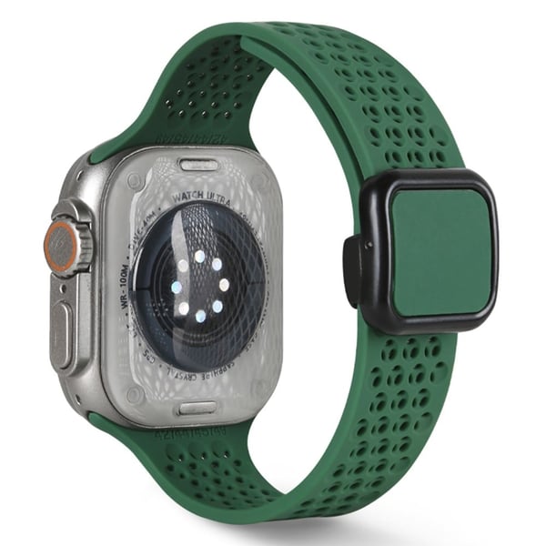 Apple Watch Series 41mm - 40mm - 38mm Magnetisk silikonbånd - Svartgrønn