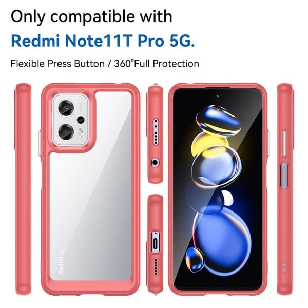 Xiaomi Redmi Note 11T Pro / Xiaomi Redmi Note 11T Pro Plus / Xiaomi Redmi Note 12T Pro / Xiaomi Poco X4 GT / Xiaomi Redmi K50i smart akryldeksel - Rød