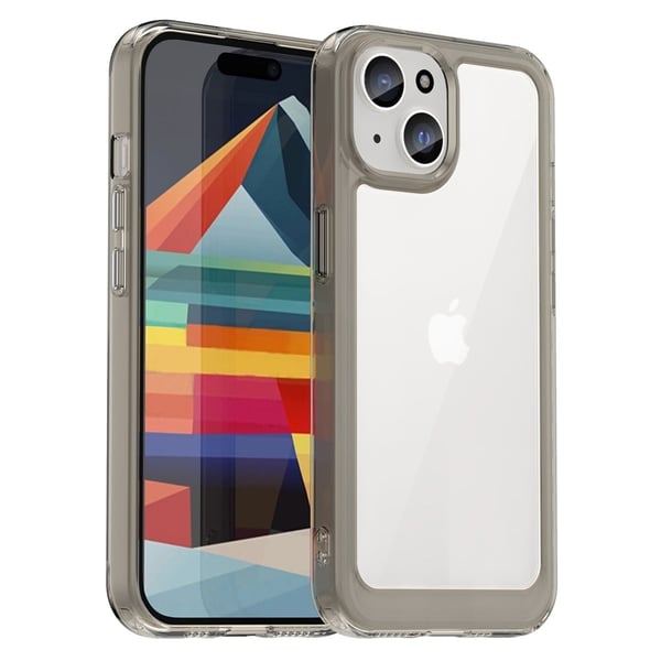 iPhone 15 Plus smart akryldeksel - Gjennomsiktig Grå
