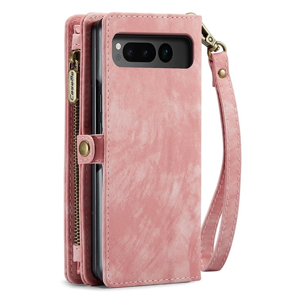 CaseMe telefonetui med glidelås og lommebok for Google Pixel Fold - Rosa