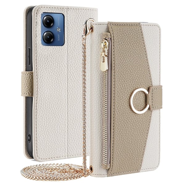 Motorola Moto G14 vegansk skinnveske - Hvit