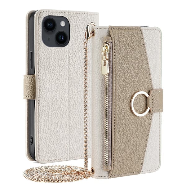 iPhone 15 Plus vegansk skinnveske - Hvit