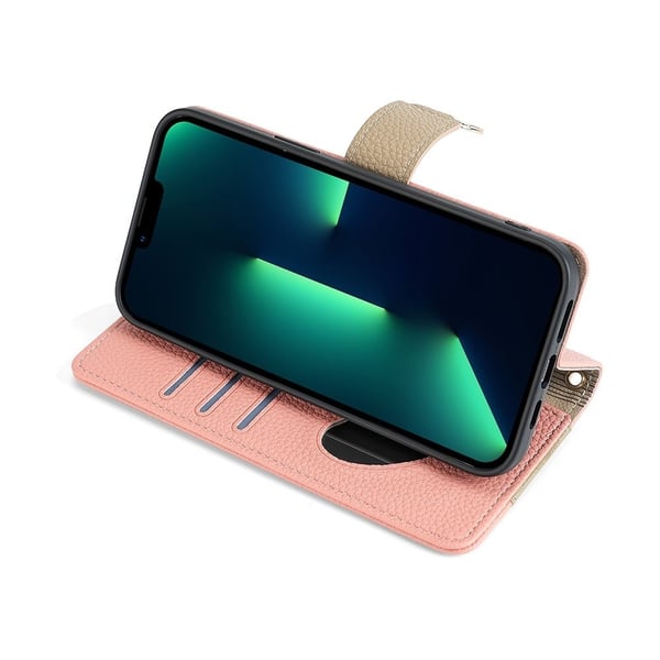 iPhone 15 Plus vegansk skinnveske - Rosa