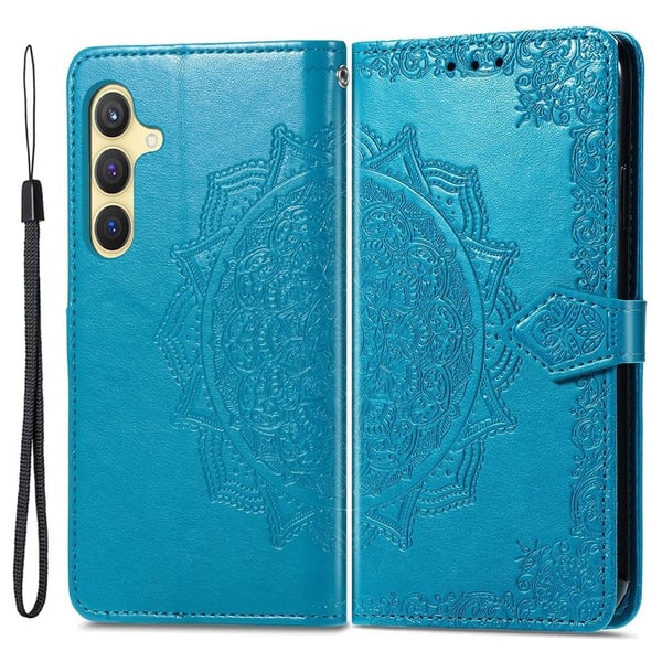 Mandala Samsung Galaxy S24 Plus læderetui - Blå Mandala Samsung Galaxy S24 Plus læderetui - Blå