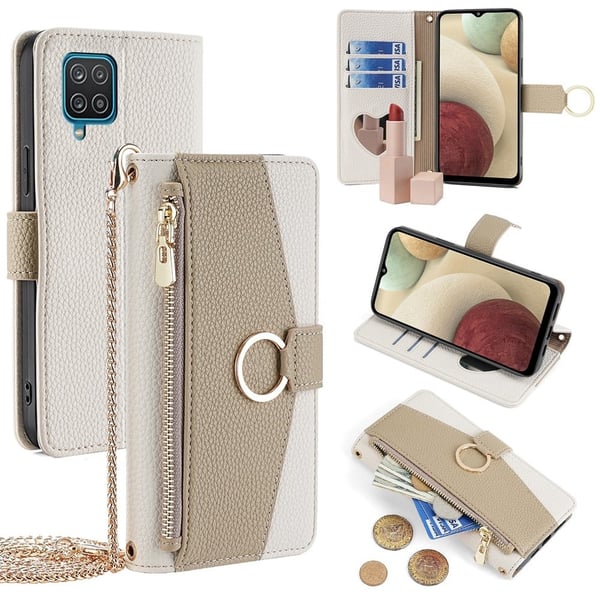 Samsung Galaxy A12 5G vegansk skinnveske - Hvit