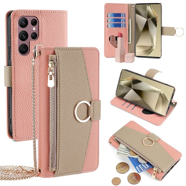 Samsung Galaxy S24 Ultra vegansk skinnveske - Rosa