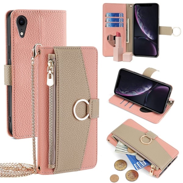 iPhone Xr vegansk skinnveske - Rosa